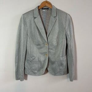 Luisa Cerano Gorgeous Blue/Gray 2 Button Blazer, Exposed Stitching, Size 10
